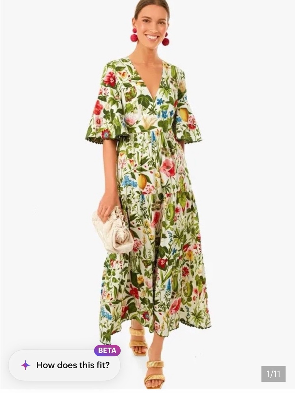 Tuckernuck Green Floral V-Neck Maxi Dress